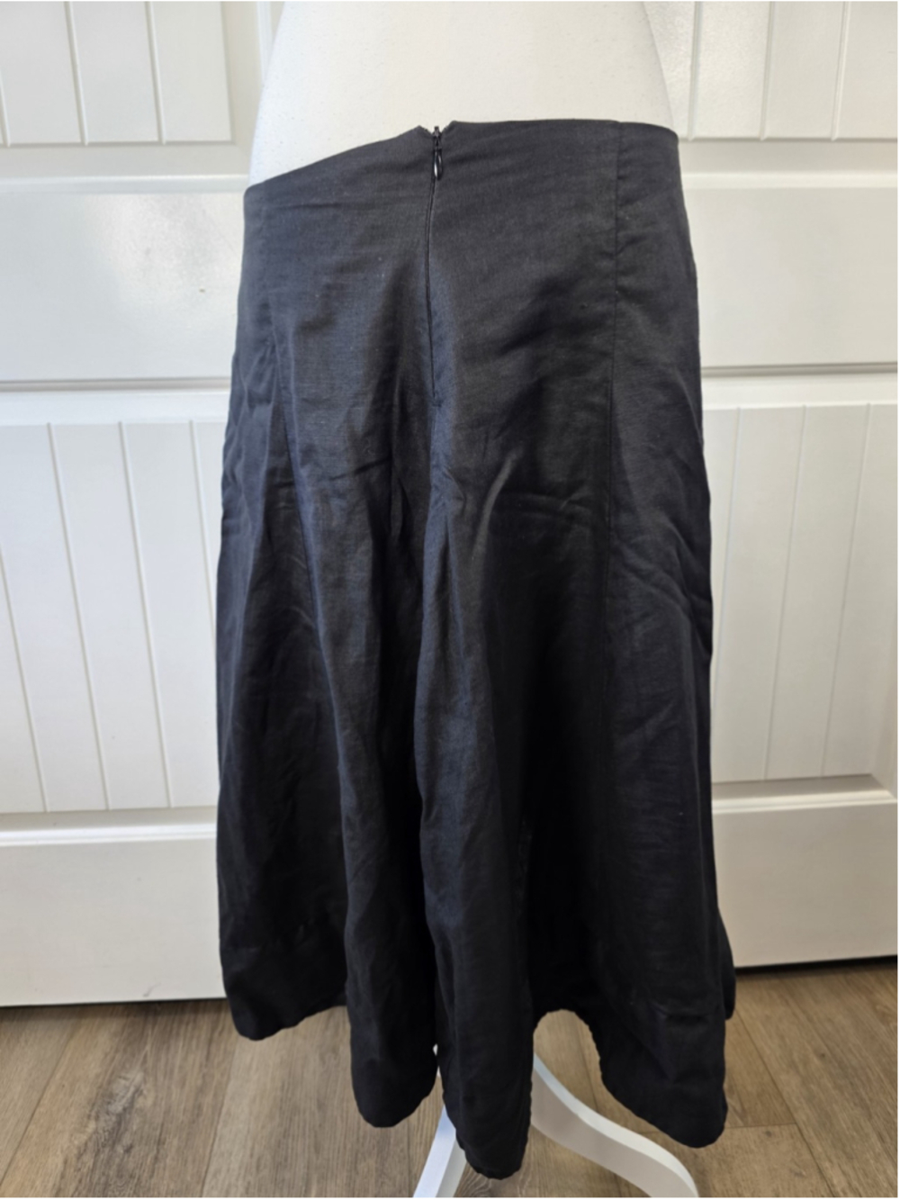 ELM by Matthildur Black Linen Blend Bubble Hem Midi Skirt Size 2 Lagenlook Artsy - Picture 3 of 12
